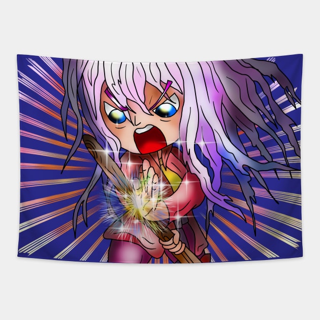 angry elf sorcerer Tapestry by cuisinecat