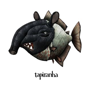 Tapiranha Cartoon Illustration T-Shirt