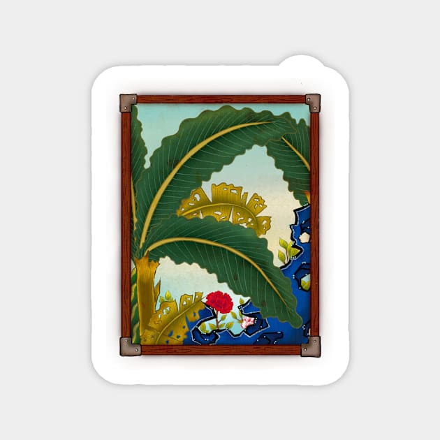 Minhwa: Plantain Garden in the Morning (Korean traditional/folk art) Magnet by koreanfolkpaint