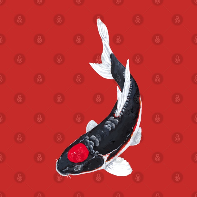 Black Tancho Koi Carp by Koiartsandus