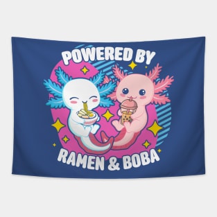 Powered By Ramen And Boba Kawaii Axolotl Tapestry