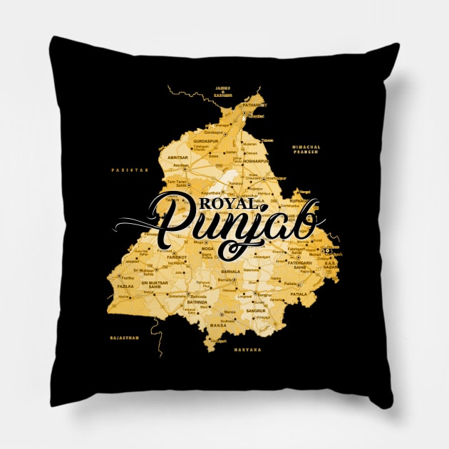 Royal Punjab Map Pillow by SAN ART STUDIO 