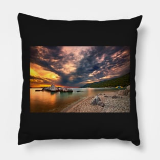 Sunset at Milia beach - Skopelos island. Pillow