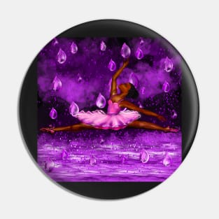 Black ballerina in the rain, ballerina among raindrops falling into Water Pin