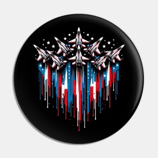 Fighter Jet Airplane American Flag 4th Of July 2024 Pin