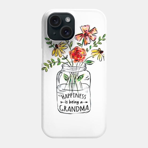 Womens Happiness Is Being Grandma Life - Flower Art-Grandma Tee Phone Case by BestFamilyTee