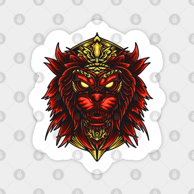 Lion King Head Illustration Artwork Magnet by Excela Studio