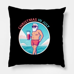 Xmas in July, Funny Santa Tropical Christmas Pillow