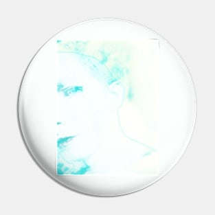 Portrait, digital collage and special processing. Face glimpse.Very beautiful guy. Very soft. Light blue. Pin