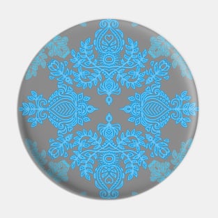 Turquoise Tangle - sky blue, aqua & grey pattern Pin