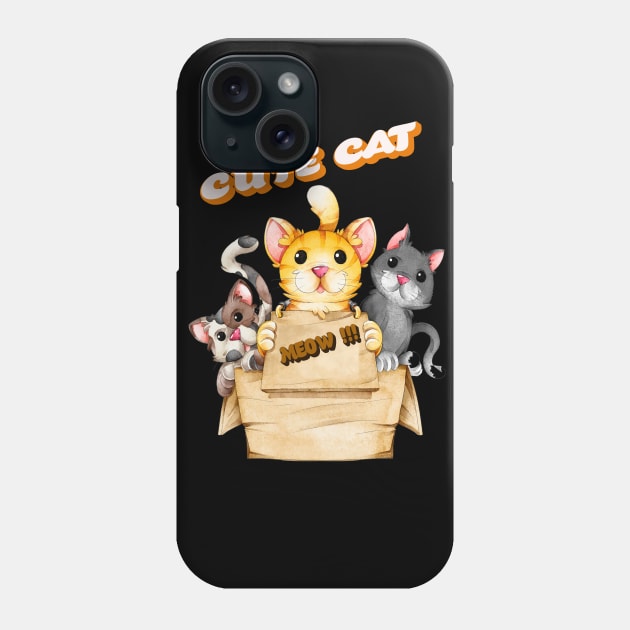 Cute Cat Animal Box Meow Phone Case by JeffDesign