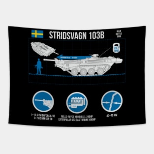 Infographic Stridsvagn 103B on the dark Tapestry