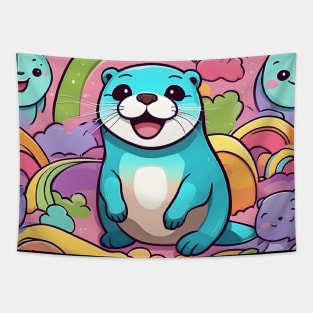 rainbow otter Tapestry