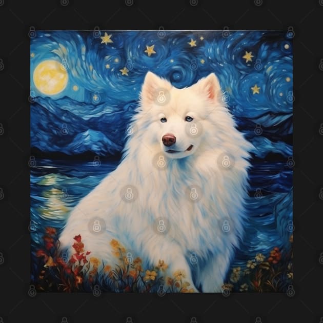 Samoyed on The Lake Painting by NatashaCuteShop