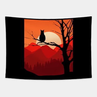 cat on the tree Tapestry