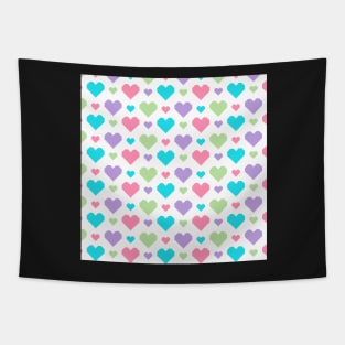 Pixel Heart Pattern - Pastel Color Tapestry