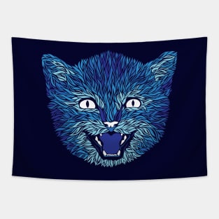 Blue Furry Kitten Tapestry