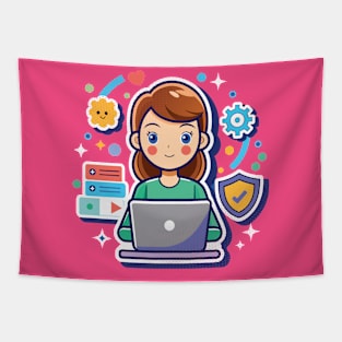 Cute Software Developer Girl Tapestry