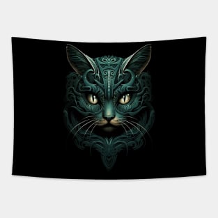 Extraterrestrial Black Cat - Giger Style Tapestry