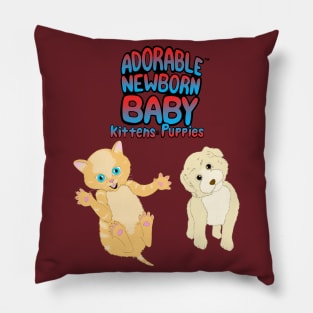 Adorable Newborn Baby Kittens & Puppies Pillow