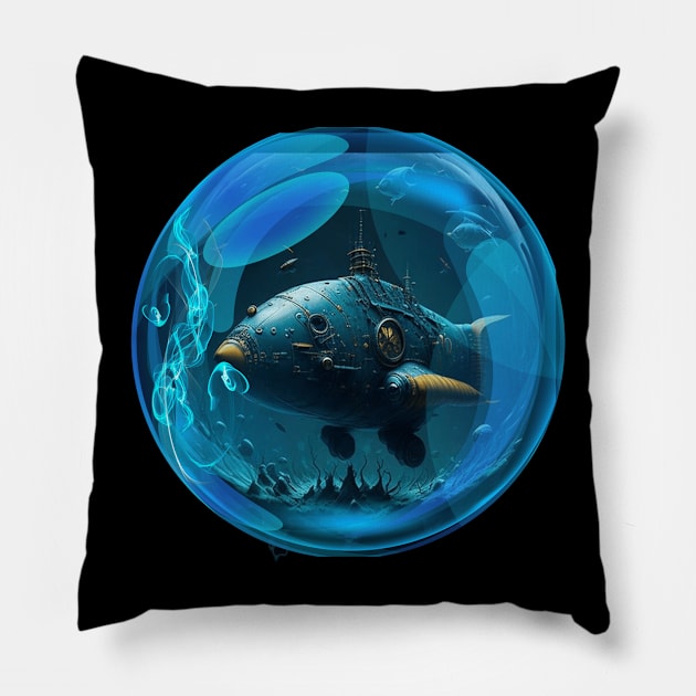 Fish in the bubble Pillow by  Sunrise Podium 