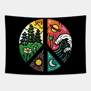 Harmony of Elements: Colorful Universe Tee Tapestry