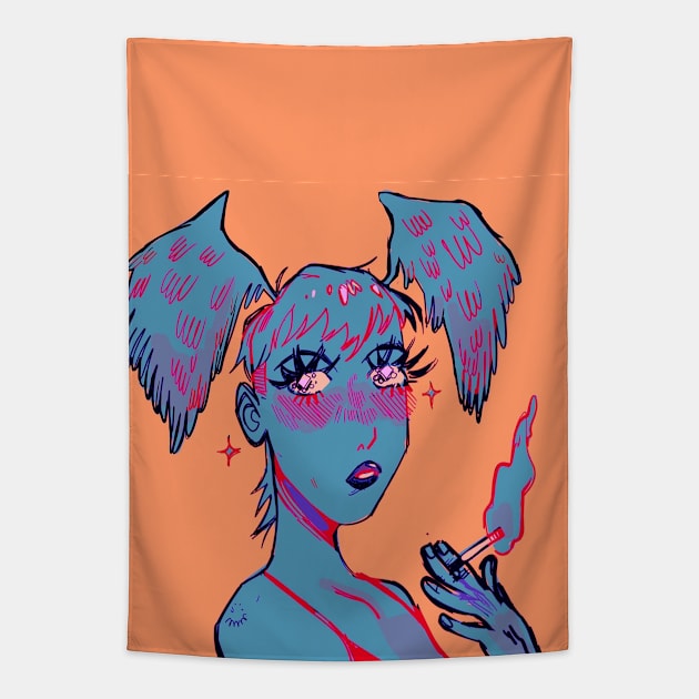 Smoking girl Tapestry by snowpiart