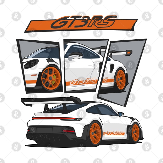 car 911 gt3 rs racing edition detail white orange by creative.z