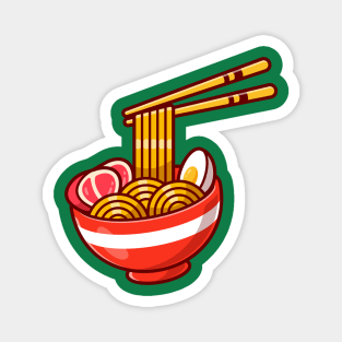 Ramen Noodle Egg And Meat With Chopstick Cartoon Magnet