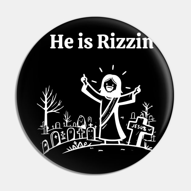 He is Rizzin Funny Easter Jesus Playing Basketball Christian Pin by KC Crafts & Creations