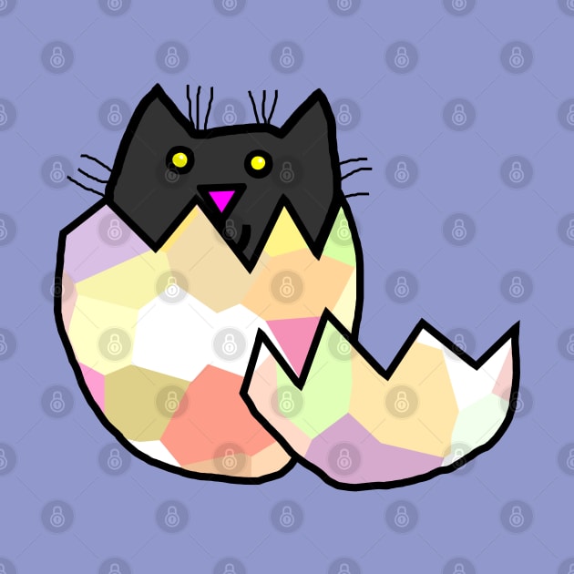 Black Cat Hatching from Easter Egg as Kitten by ellenhenryart