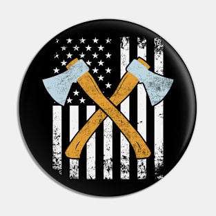 Axe Throwing USA American Flag Funny Pin