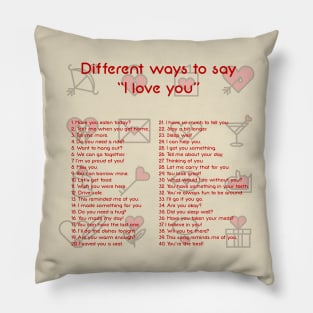 Different Ways To Say I Love You Pillow