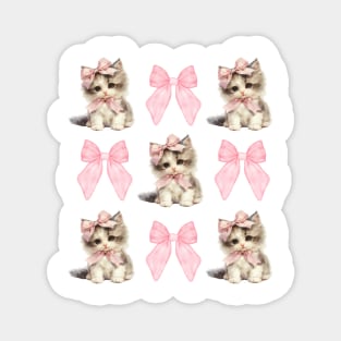 Girly Pink Bows and Kittens Y2k Coquette Aesthetic Magnet