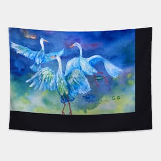 Australian Dancing Cranes Tapestry