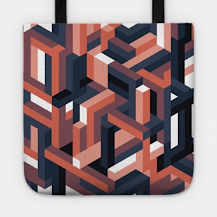 Orange and Blue Isometric Maze Tote