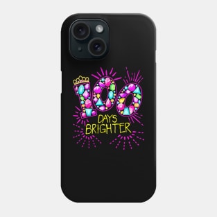 100 Days Brighter Teacher Girls 100 Days Of School Diamond Phone Case