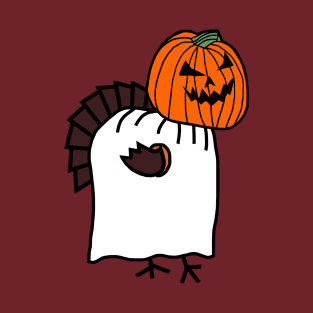 Thanksgiving Turkey in Halloween Horror Pumpkin Ghost Costume T-Shirt