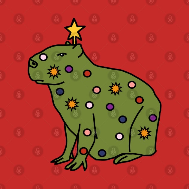 Funny Christmas Tree Capybara by ellenhenryart