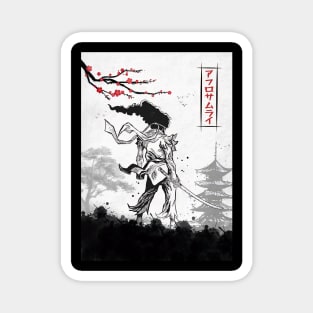 Samurai Japan Vintage Afro Manga Anime Magnet
