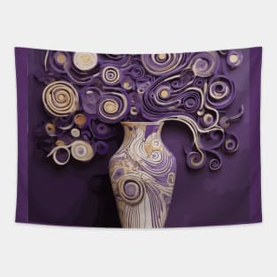 Purple Gold White Still Life Floral Painting After Klimt Tapestry