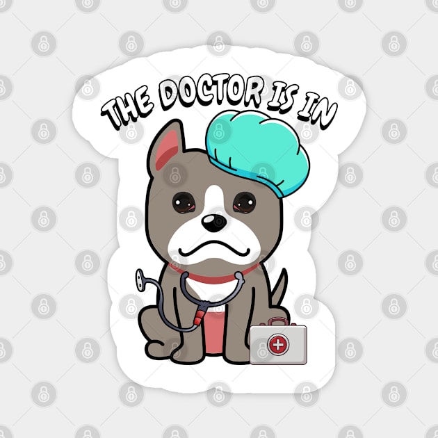 Cute grey dog is a doctor Magnet by Pet Station