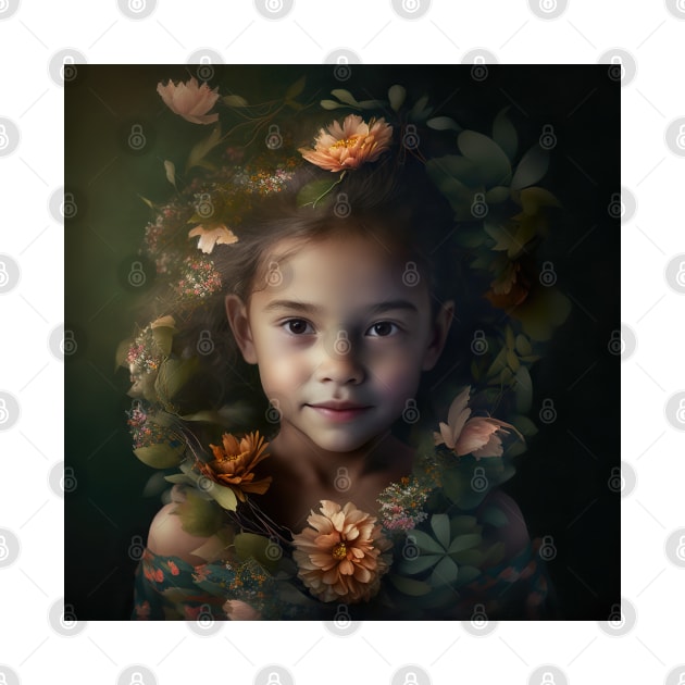 A Young Child Wearing A Wreath of Flowers by daniel4510