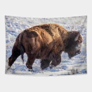 Fortitude - Bison in Snow Tapestry