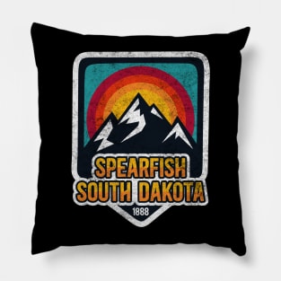 Spearfish South Dakota Vintage Mountain Sunset Pillow