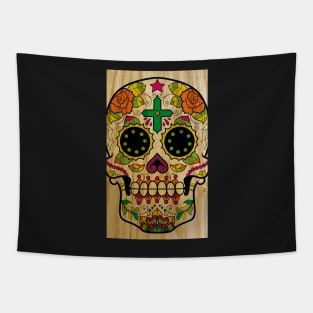 Wood Sugar Skull Tapestry