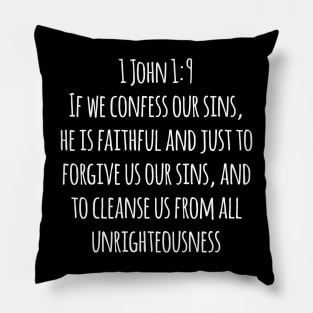 1 John 1:9 King James Version (KJV) Bible Verse Typography Pillow