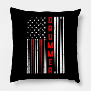 Drum Sticks 4th Of July Drummer Drumming Usa Flag Pillow