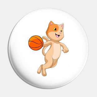 Cat as Basketball player with Basketball Pin