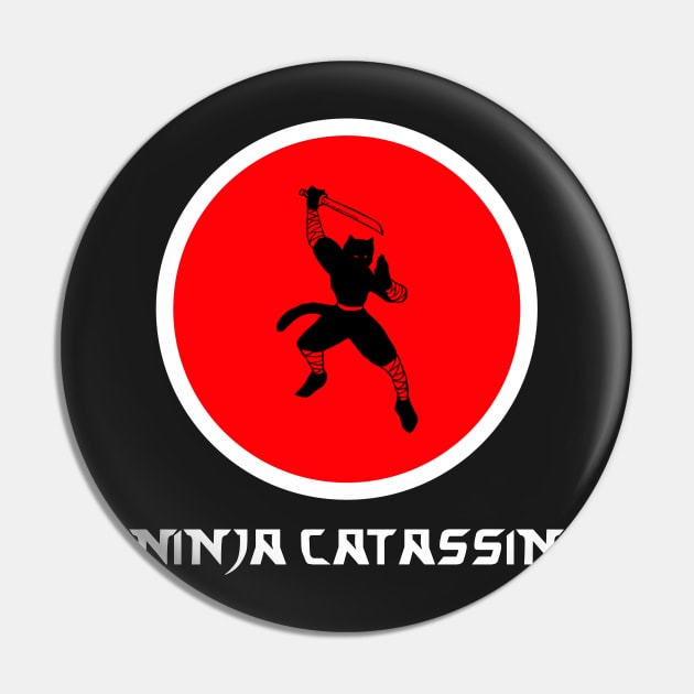 Catassin - Funny Cat Kitty Kitten Shirt T Tee Tshirt Pin by mrsmitful